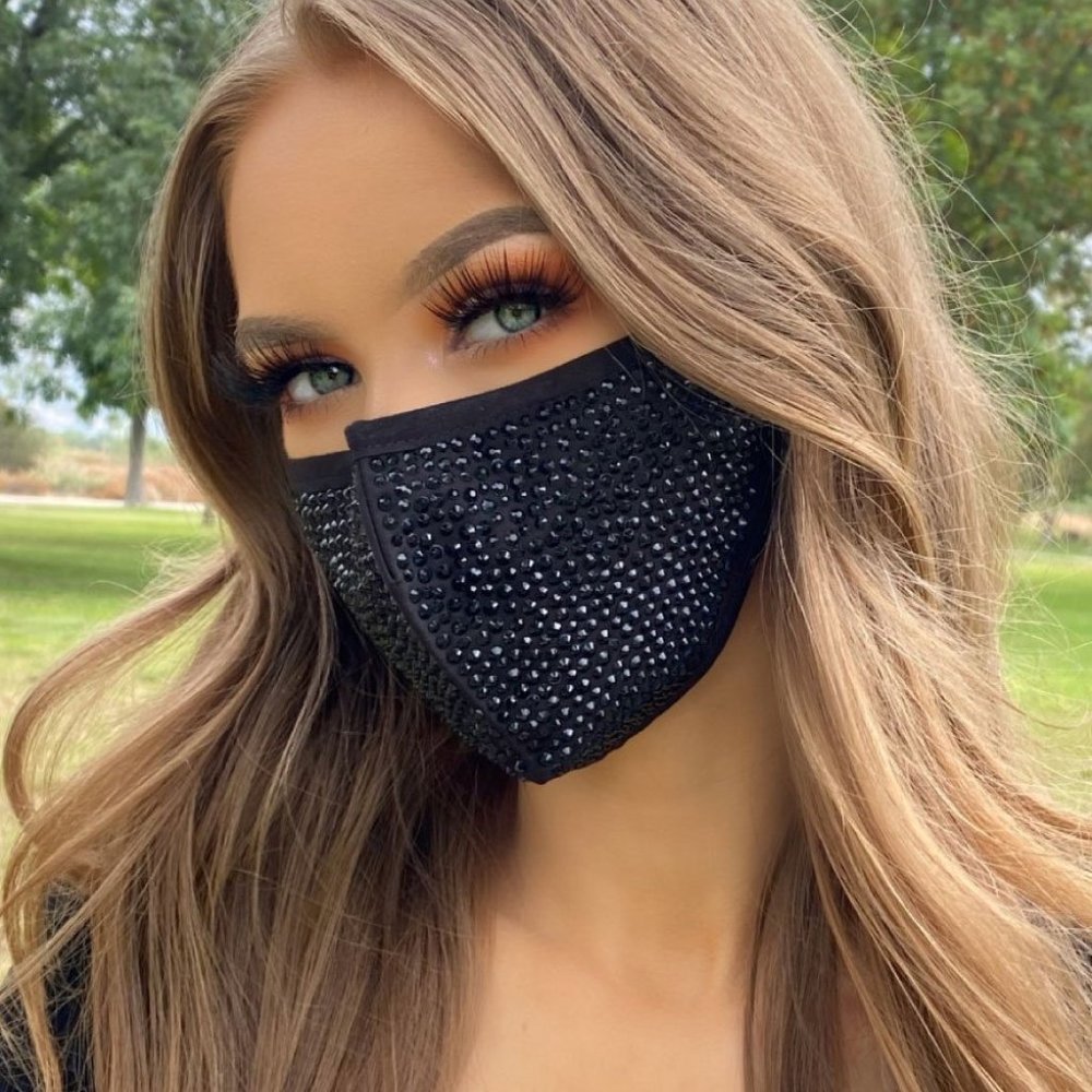 BLACK SWAROVSKI bling face mask bedazzled …